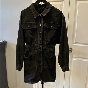 Free People Charcoal Denim Shirt Dress